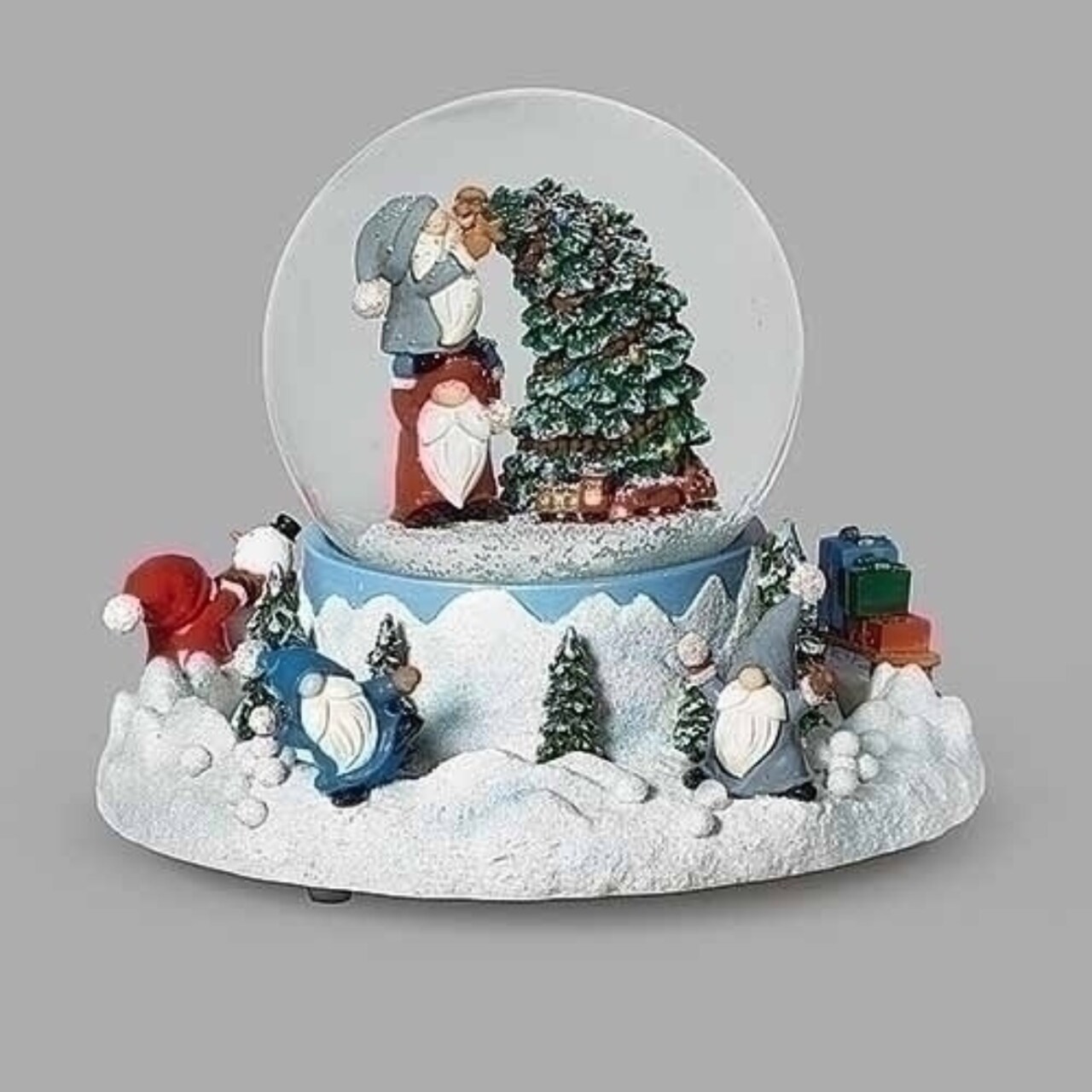 Roman 5.75&#x22; Rotating Gnome Christmas Musical Snow Globe